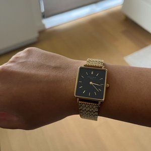 Rosefield The Boxy Black Gold 33mm Watch